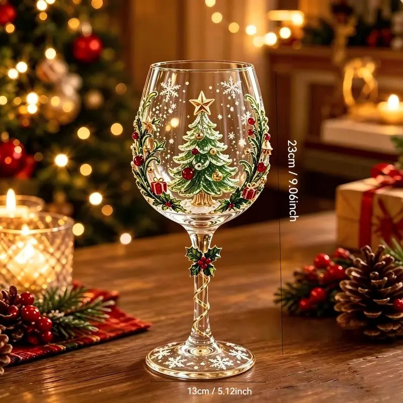 Christmas Hand‑Painted Wine Glass Gift Set | 6‑Pack Christmas Holiday Decor Gift Box | 🎄Christmas stock limited. Order early for holiday delivery.
