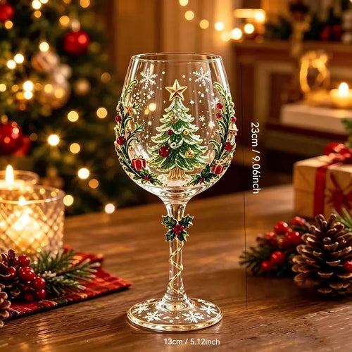 Christmas Hand‑Painted Wine Glass Gift Set | 6‑Pack Christmas Holiday Decor Gift Box | 🎄Christmas stock limited. Order early for holiday delivery.
