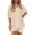 Effortless SummerLounge Set Oversized Tee+ Biker Shorts