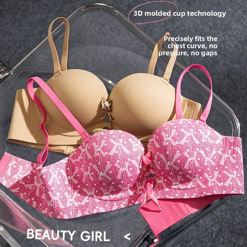 Seamless Smooth Bra for Women, Jelly Pad Push Up Bra for Small Bust, Lift Side Support Anti-Sagging Comfort Bra