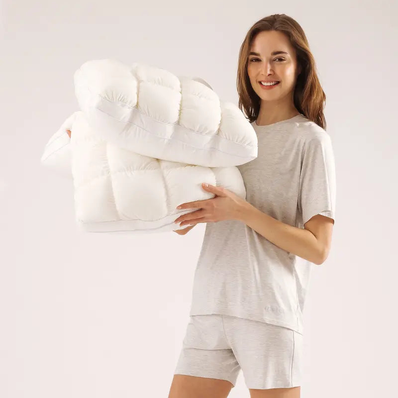✨Pineapple Puff Pillow｜Great Discount Offer – Soft Quilted Puff Grid Design Pillow, Fluffy Plush Bed Pillow with Cloud Like Comfort, Breathable Support Pillow for Side, Back & Stomach Sleepers, Cozy Bed Pillow for Better Sleep