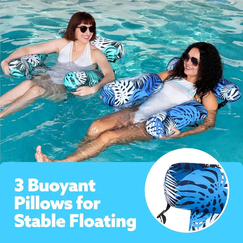 ✨Great Value｜Print Inflatable Water Float Portable Foldable Pool Lounge Chair