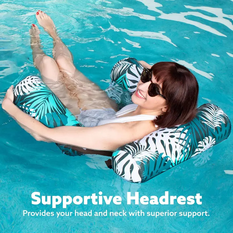 ✨Great Value｜Print Inflatable Water Float Portable Foldable Pool Lounge Chair