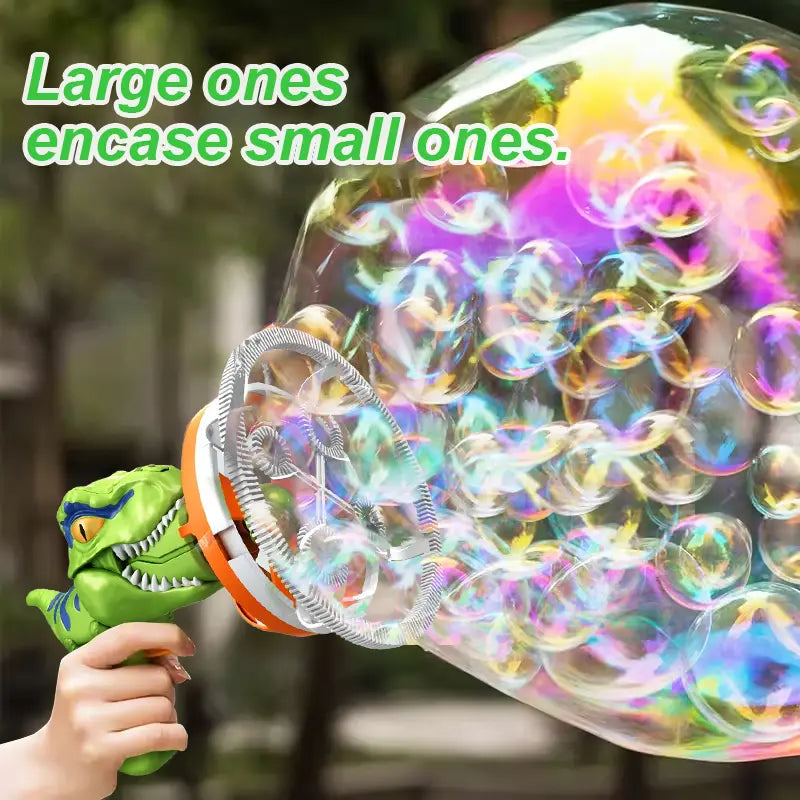 Dinosaur Bubble-in-Bubble Handheld Bubble Gun, Giant Bubbles for Summer Outdoor
