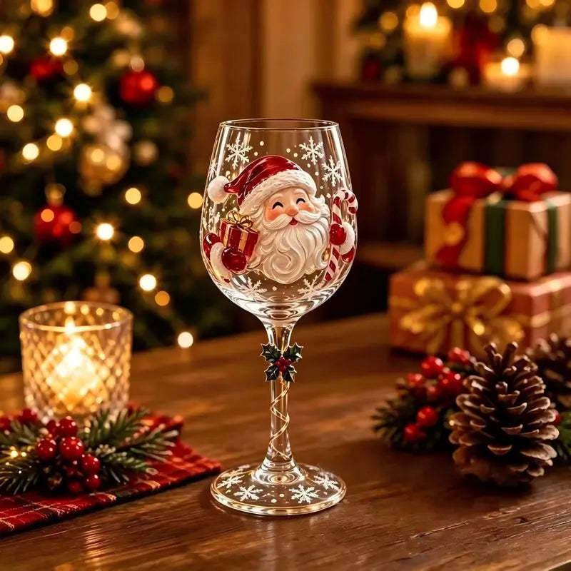 Christmas Hand‑Painted Wine Glass Gift Set | 6‑Pack Christmas Holiday Decor Gift Box | 🎄Christmas stock limited. Order early for holiday delivery.