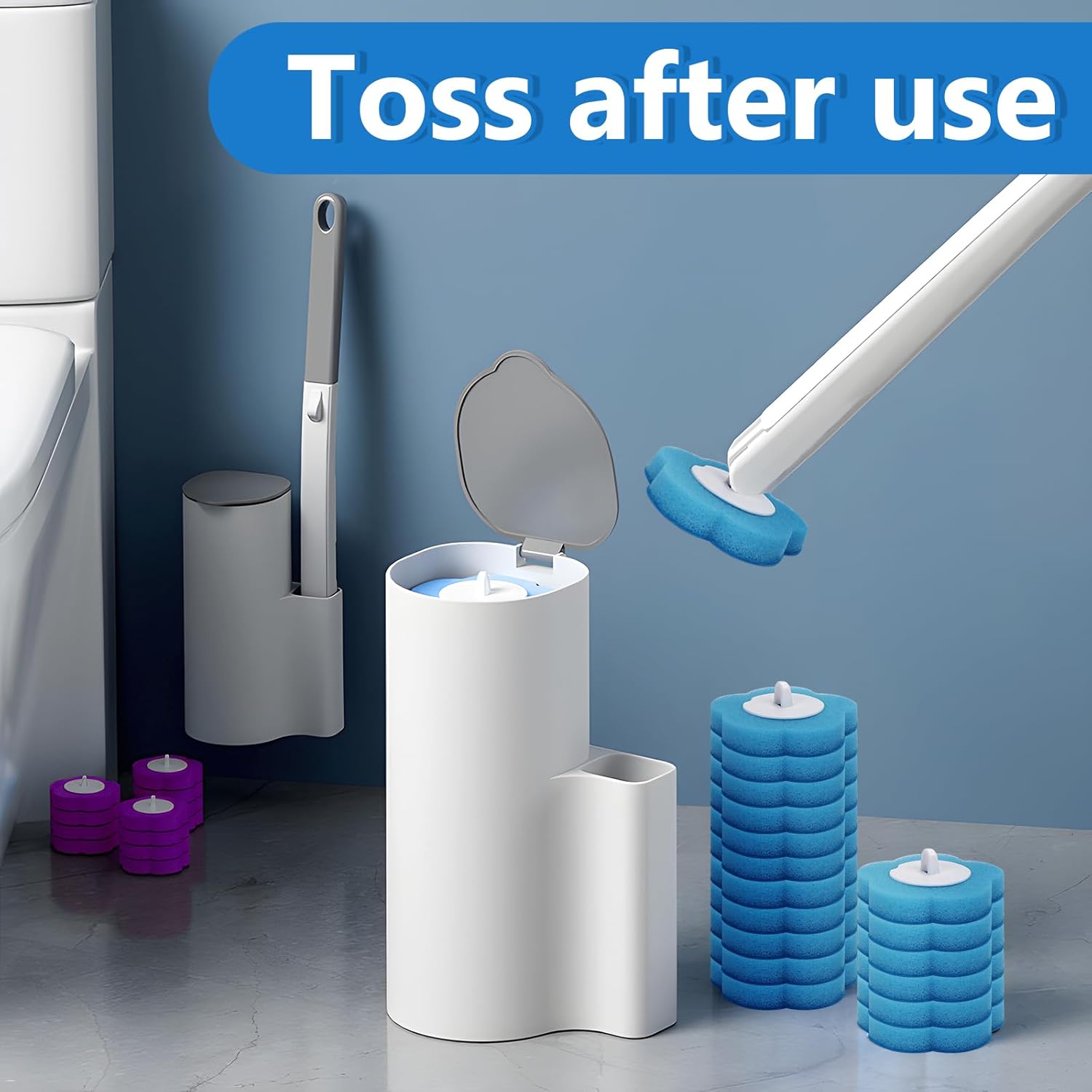 ✨Great Value Disposable Toilet Brush Refills｜Get Full Brush Kit With Large Pack