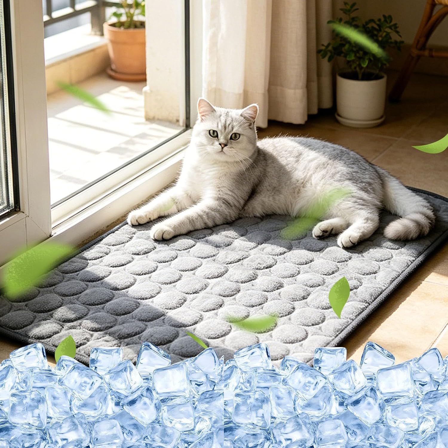 Self-Cooling Mat for Dogs and Cats, Thin Cooling Blanket Dog Summer Dog Mat Bed Cooling Blanket Non-Slip Cooling Pad Portable Washable Pet Cooling Mat for Home, Car, Travel
