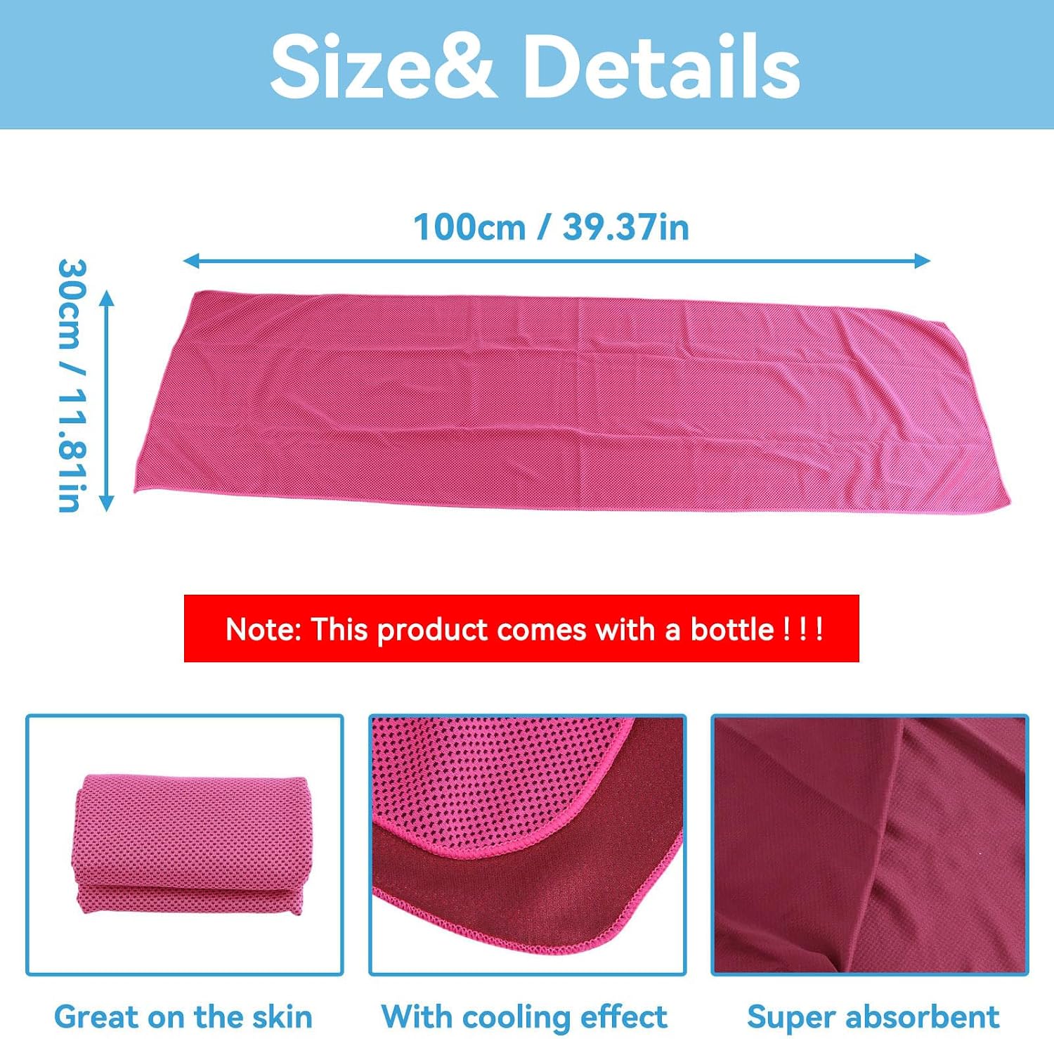 Cooling Towel, Microfiber Cool Ice Towel for Neck Soft Breathable for Fitness Guys Microfiber Stay Cool