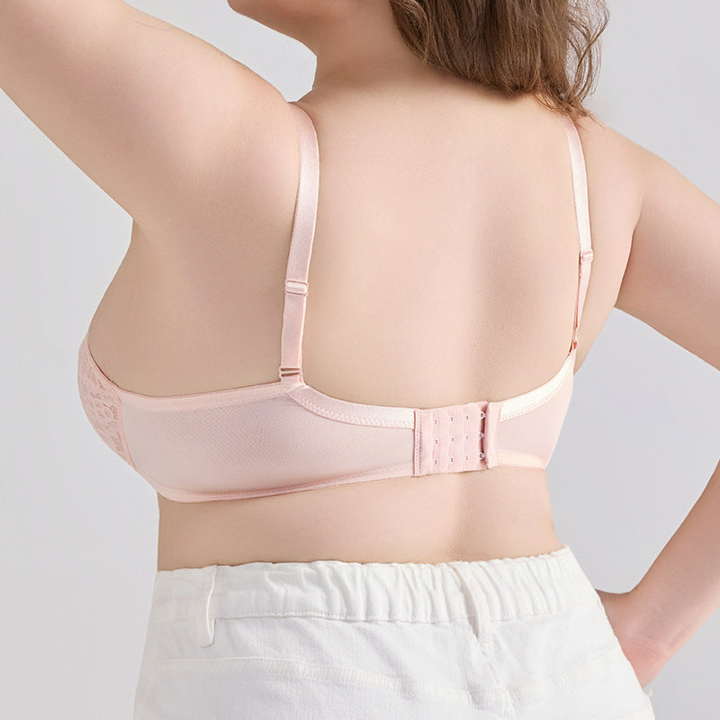 Floral Lace Unlined Comfort Non-padded Full Coverage Plus Size Underwire Bra Adjustable Straps The Adapter Cup Anti-Cookie-Cutter Bra