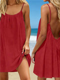 Generisch Women's Summer Dress, Sleeveless Spaghetti Straps, Backless Midi Dress, Women's Summer Tank Dress, Lace-Up Style Beach Dress, Strappy Dress