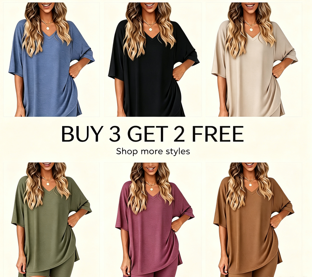 Effortless SummerLounge Set Oversized Tee+ Biker Shorts