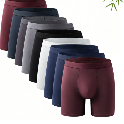 Men's Solid Color Bamboo Fiber Boxer Brief, Breathable Comfy Underwear for Daily Wear, Casual Men's Underwear for All Seasons, Stretchy Underwear, Base Underwear, Everyday Wear Underwear, Underwear Boxers, Underwear Boxers Set