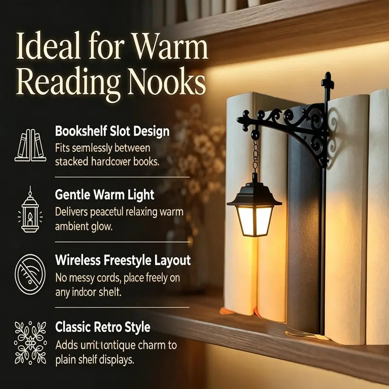 🔥LIMITED TIME BIG SAVINGS🔥 Vintage Hanging Bookshelf Lantern Light, Clip-On LED Ambient Night Light, Literary Reading Nook Decor, Halloween Mini Ornament Lamp