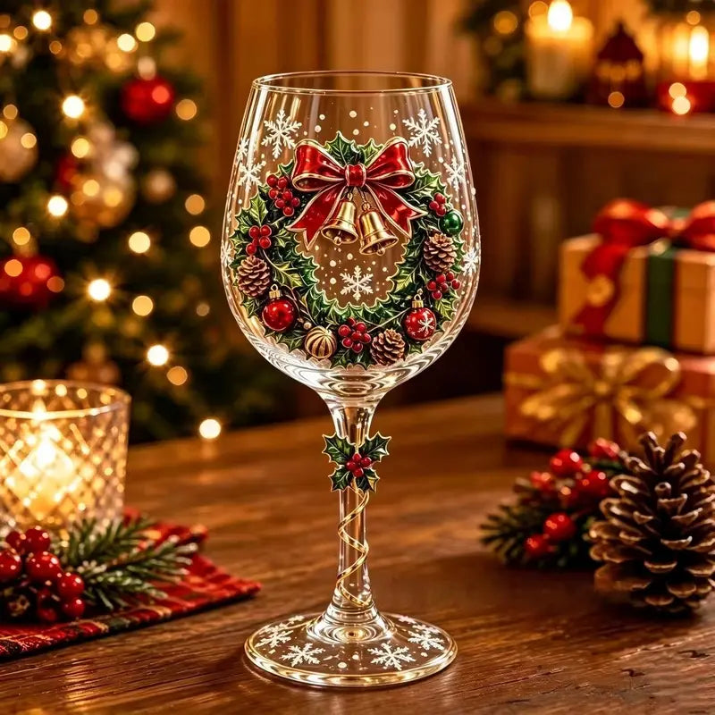 Christmas Hand‑Painted Wine Glass Gift Set | 6‑Pack Christmas Holiday Decor Gift Box | 🎄Christmas stock limited. Order early for holiday delivery.