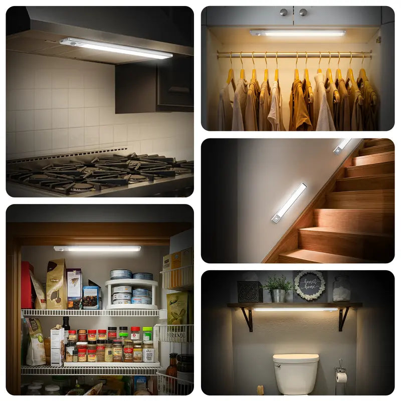 ✨Under Cabinet Lights,Motion Sensor Night Light Indoor,1500mAh USB Rechargeable Light,Magnetic Installation Dimmable Lights for Kitchen,Wardrobe,Pantry, Closet,Bathroom,Stairs,Sink Cabinet,Garage